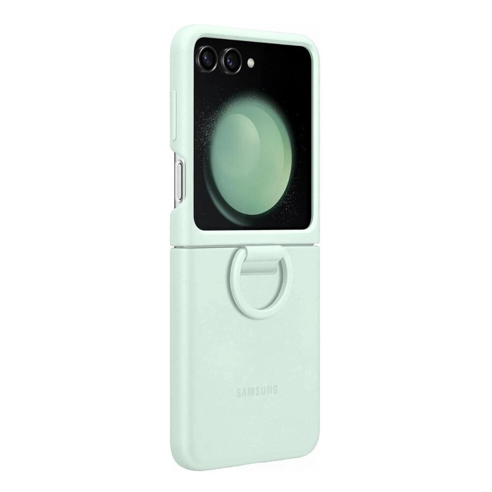 💯 Genuine📱Samsung📱Galaxy Z Flip5 Silicone Case with Ring - Mint (Green)
